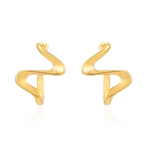 Vintage Irregular Wave Stud Earrings Titanium Steel Abstract Geometric Twisted Earrings For Women Gold Silver Jewelry