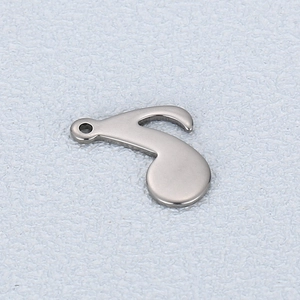 Polished stainless steel eighth note musical charm pendant for DIY jewelry making