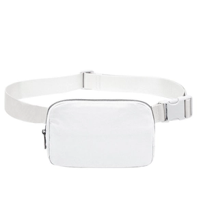 Waterproof white nylon waist bag with adjustable strap for sports and outdoor use
