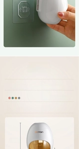 Detail specifications of the egg-shaped automatic toothpaste dispenser in white and gold