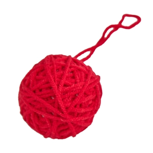 Red 5cm knitted wool ball ornament with hanging loop for DIY Christmas tree decor