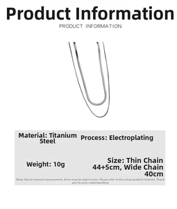 Detailed size specifications for double-layer stainless steel snake chain necklace