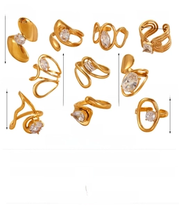Size chart for irregular stainless steel rings showing weight and diameter details