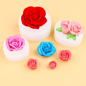 3D rose silicone mold set for soap and resin craft featuring three sizes of flowers