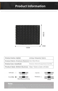 Detailed view of men's woven leather wallet interior compartments and card slots