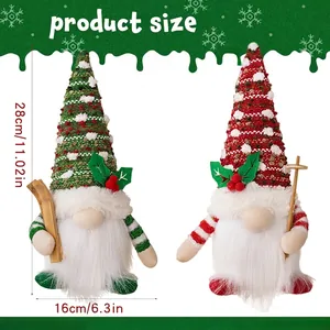 Christmas glowing gnomes with skis dimensions 28x16cm showing height and width measurement