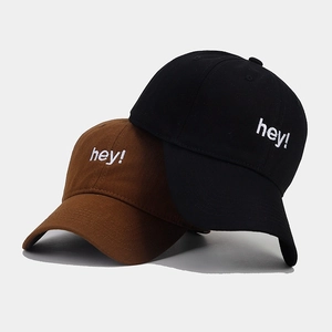 Cotton baseball cap with hey embroidery in black and brown for sun protection