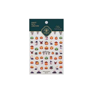 3D embossed Halloween nail stickers featuring pumpkins and ghosts on TS-3100 sheet