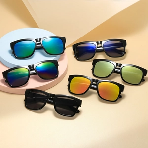 Kids Sunglasses Square Polycarbonate Frame Resin Mirror Lens UV Protection Fashion Shades For Boys And Girls