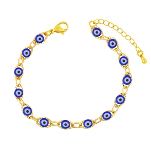 Pulsera de cadena dorada con eslabones de ojo turco y cierre de mosquetón ajustable