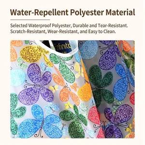 Foldable waterproof polyester shopping bag featuring a colorful butterfly print pattern