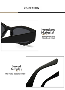 Detail view of glossy black retro sunglasses featuring ergonomic curved temples and frame