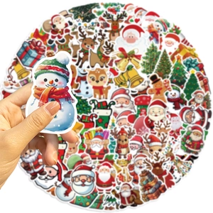100pcs waterproof Santa Claus and Christmas stickers for laptop guitar and luggage
