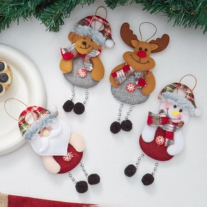 Christmas plush ornaments set featuring Santa, Reindeer, Snowman, and Bear decorations