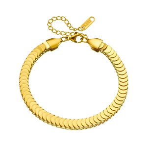 Bracelet en acier inoxydable doré avec design élégant à maillons en écailles de poisson