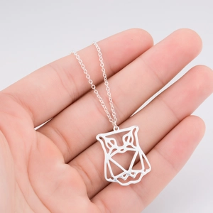 Handheld silver geometric origami owl necklace with delicate stainless steel chain