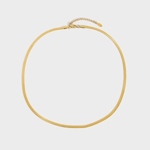 Flat gold snake chain necklace with lobster clasp and adjustable steel extender
