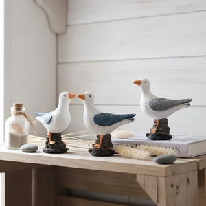 Mediterranean Style Resin Seagull Seabird Figurines Ornaments Nautical Maritime Tabletop Decoration For Home Office Statue