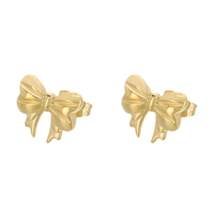 Boucles d'oreilles minimalistes en forme de nœud papillon doré en acier inoxydable