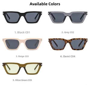 Collection of retro cat-eye sunglasses in five stylish colors with metal accents