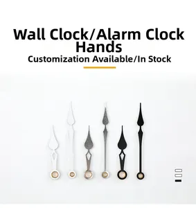 Detailed set of white, silver, and black aluminum clock hands for DIY quartz clock repair
