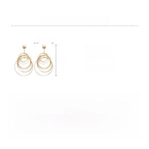 Detailed size specifications for multi-layer gold circle drop earrings made of iron