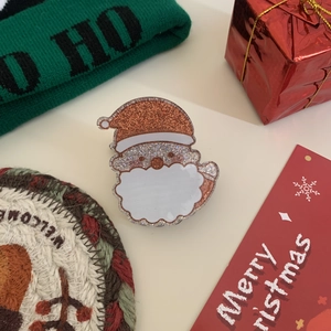 Glitzernde Weihnachtsmann Haarklammer aus Acryl mit Gold und Silber Pailletten zu Weihnachten