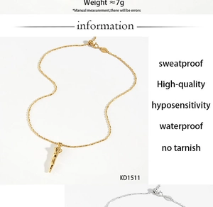 Detail of adjustable gold rice grain necklace featuring waterproof and tarnish-free features
