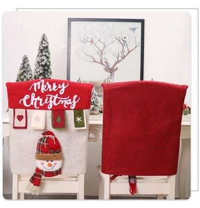 Detailed front and back views of Christmas chair cover with 3D snowman and embroidery