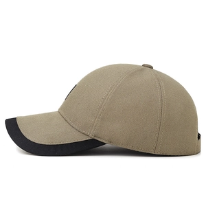 Classic khaki outdoor baseball cap with black brim detail and stylish embroidery