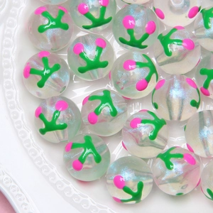 Perles lumineuses 16mm peintes à la main ciel étoilé pour bijoux DIY sur plateau blanc