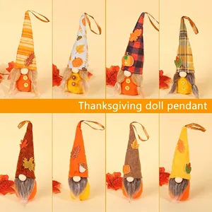 Thanksgiving Gnome Hanging Ornament Felt Fabric Faceless Doll Fall Harvest Maple Leaf Pumpkin Decoration