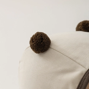 Newborn baby ribbed cotton hat with cute pom-pom and ear protection ties for infants
