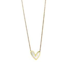 Minimalist gold heart shell pendant necklace on a clean white background