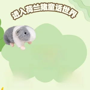 Close-up of a soft grey and white guinea pig plush toy with cute realistic details