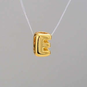 DIY bubble letter E pendant necklace with gold plated balloon style 3D metal finish