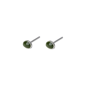 Orecchini a perno in argento S999 stile avocado con pietre ovali verde scuro minimalisti