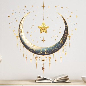 Decorative Wall Sticker PVC Moon Star Pattern Middle Eastern Style Home Decor Removable Self Adhesive