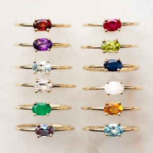 Elegant Gold Plated Brass Oval Colored Zirconia Ring For Women Fashion Party Jewelry Finger Ring Gift Accessory