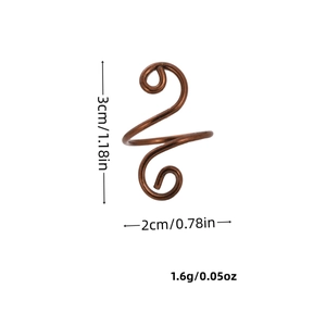 Anello per uncinetto a spirale in bronzo con dimensioni 3cm altezza e 2cm larghezza