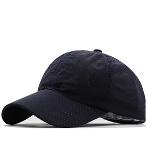 Breathable quick-dry navy mesh baseball cap for men with a standard curved brim