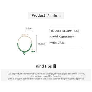 Détails de la parure collier épi de blé en zircon avec matériaux et poids