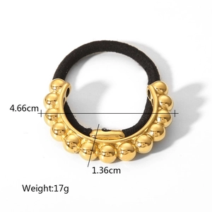 18K gold-plated stainless steel bow hair tie with dimensions 4.66cm by 1.36cm