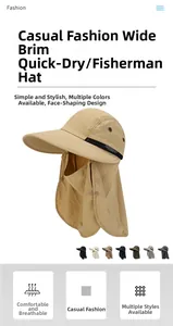 Detail of outdoor sun hat featuring removable neck flap and breathable mesh side vents