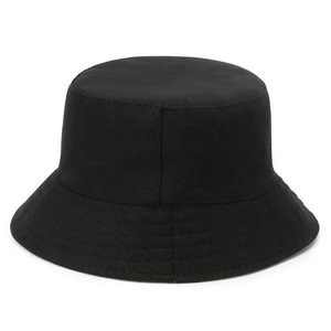 Classic reversible black cotton bucket hat with parallel reinforced stitching and sun protection