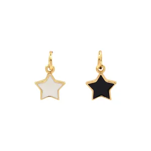 Minimalist black and white star pendants with gold trim for DIY jewelry making