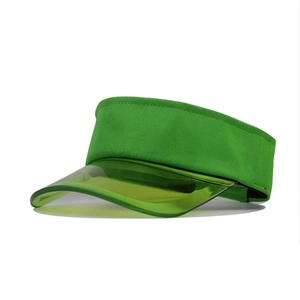 Vue latérale de la visière vert lime avec bord translucide et bandeau en tissu