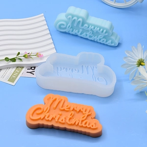 DIY silicone mold for Merry Christmas candles and resin art crafts in festive design