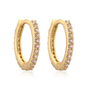 Elegant gold-plated hoop earrings with champagne round-cut crystals for women