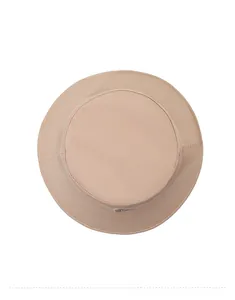Vue de dessus du chapeau bob en toile de coton beige avec texture et larges bords